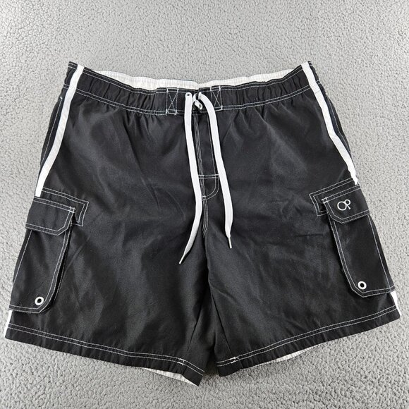 OP Ocean Pacific Swim Trunks Mens XL (42x9.5) Black Mesh Lined Beach Vacation - Picture 1 of 16